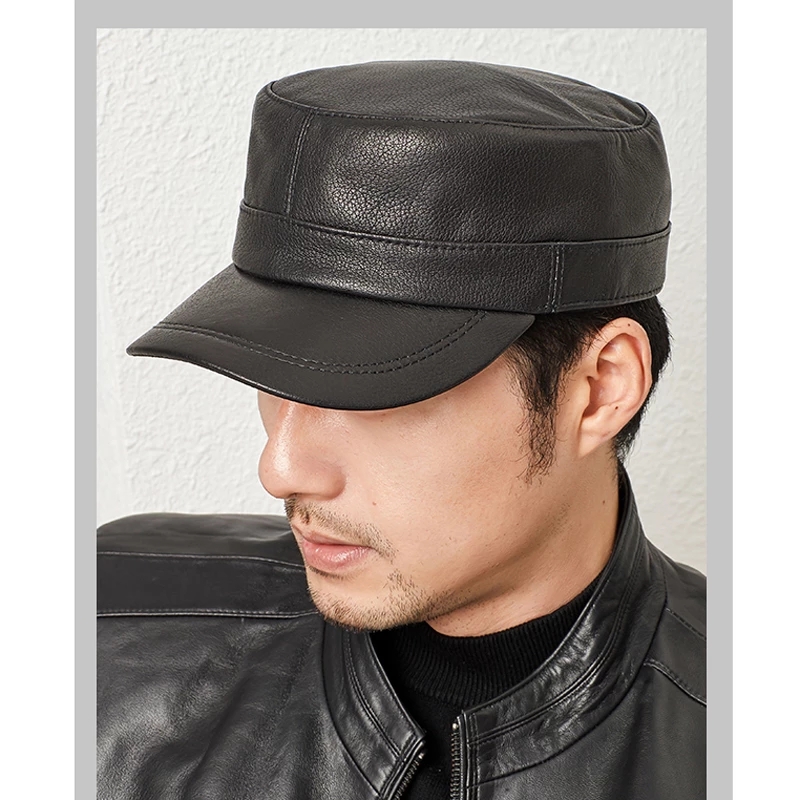 Baseball Cap Structured - Yeni 2026 Erkekler Hakiki Deri Beyzbol